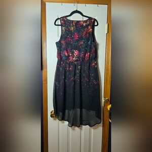 Women's Abstract Floral Dress Boho Chic Feminine Romantic Size L